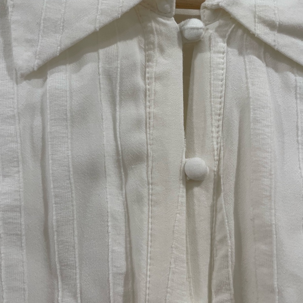 PAIGE White Tiered Button-Up Dress Size Large - Picture 6 of 12